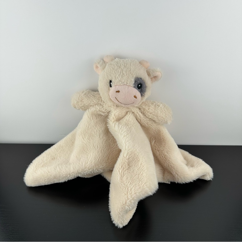 Linzy Baby Cream Cow Lovey Comforter Security Blanket Soft Cuddle Toy
